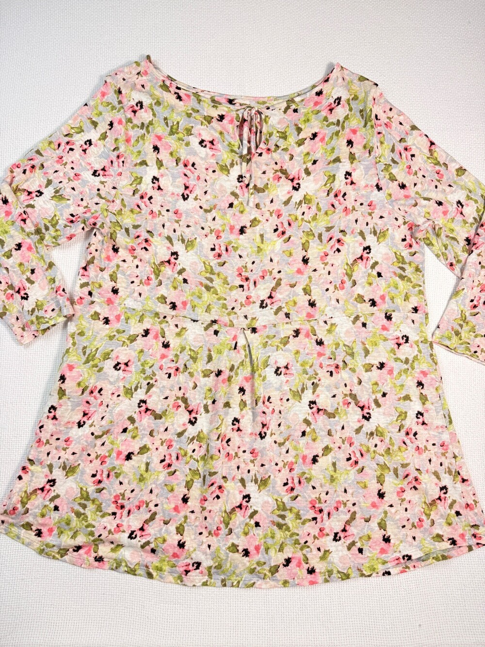 J.Jill Love Linen 100% Linen Floral Peasant Tunic Blouse Size M